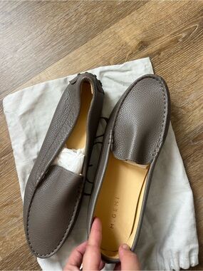 M gemi Taupe Leather Loafers - Casual Slip-On
